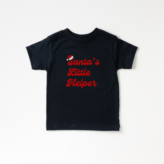 Santa's Little Helper Toddler Short Sleeve Tee (Colors: Black, White)