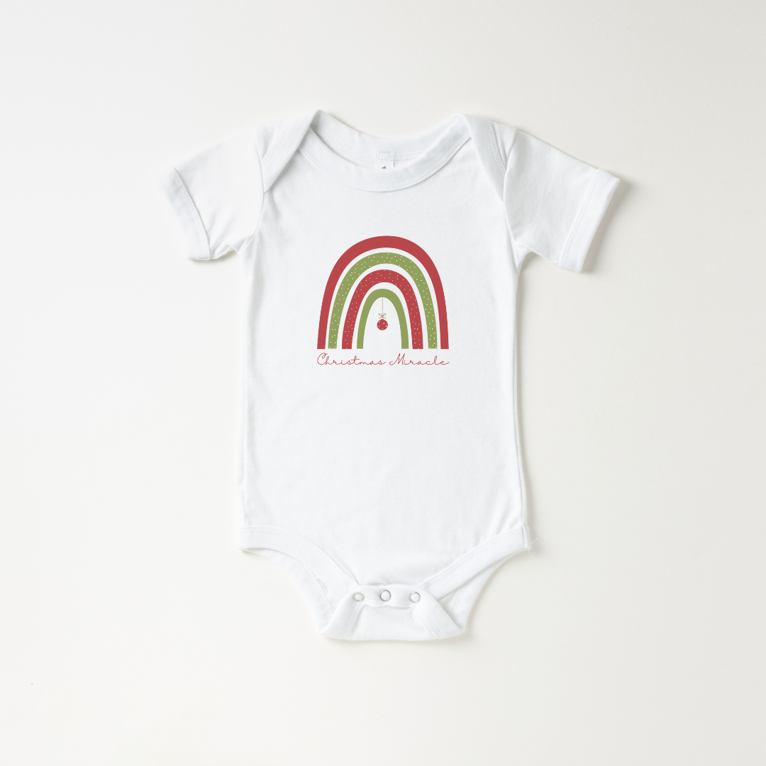 Christmas Miracle Rainbow Baby Short Sleeve Bodysuit