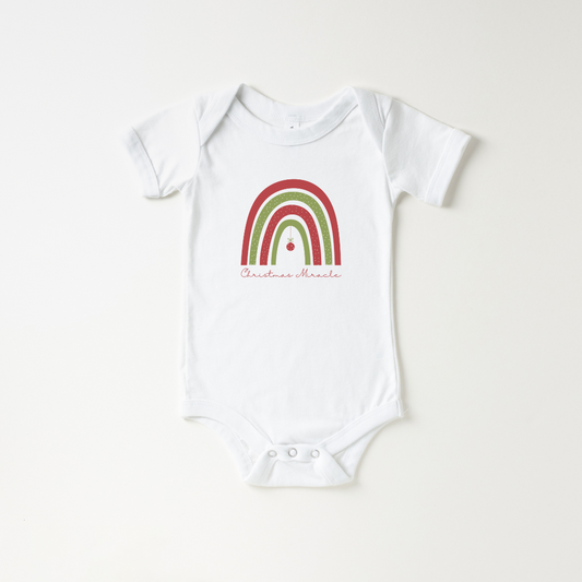 Christmas Miracle Rainbow Baby Short Sleeve Bodysuit