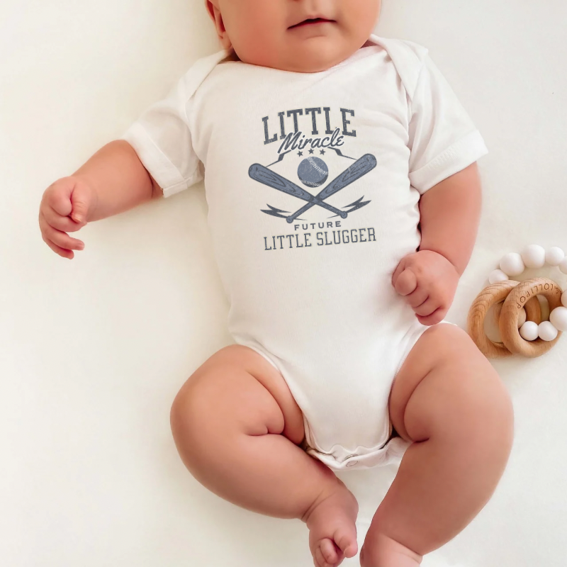 Little Miracle Future Little Slugger Baby Short Sleeve Bodysuit