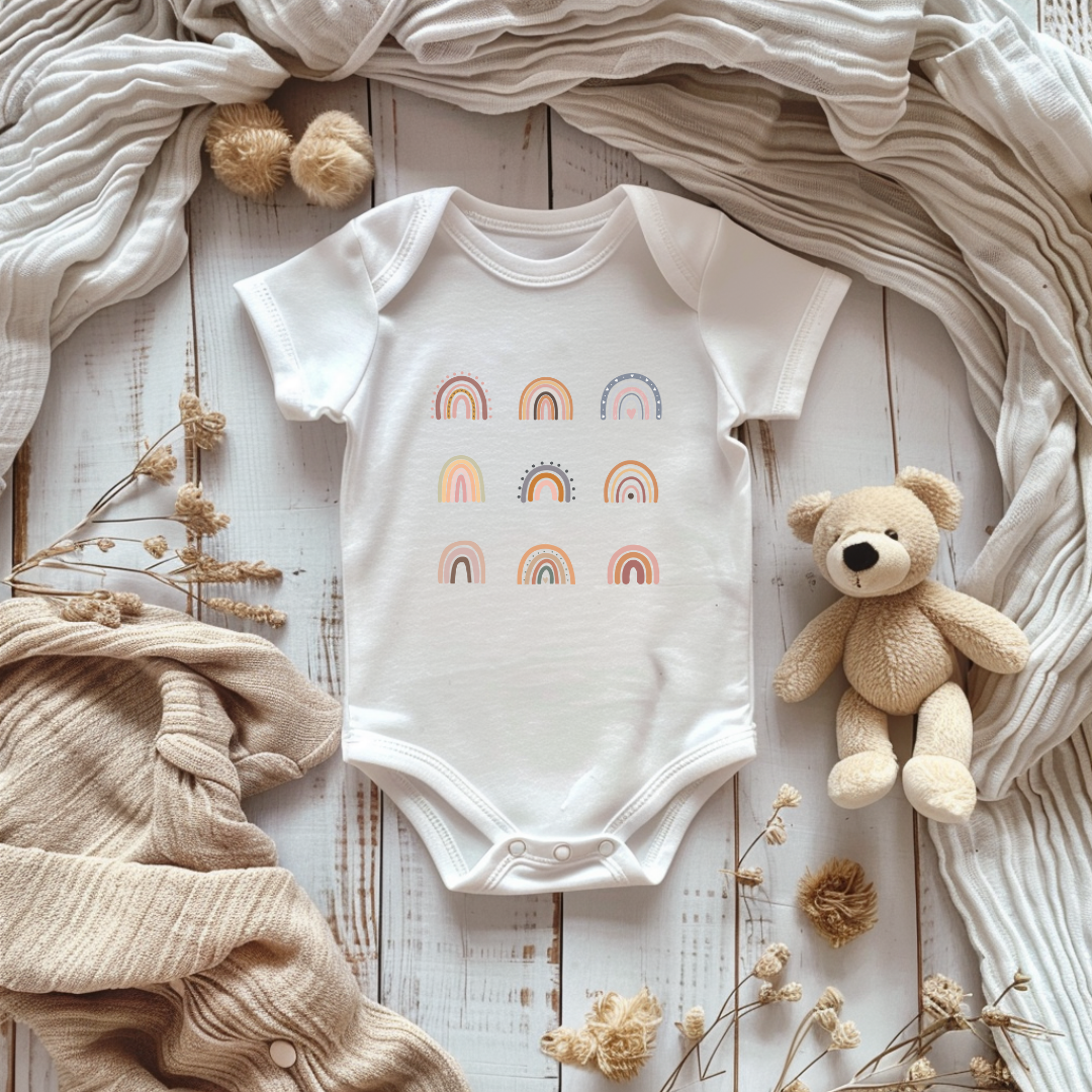 Boho Rainbows Baby Short Sleeve Bodysuit