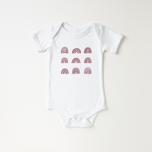 Limited Edition Boho Rainbows Baby Short Sleeve Bodysuit - Plum Rose