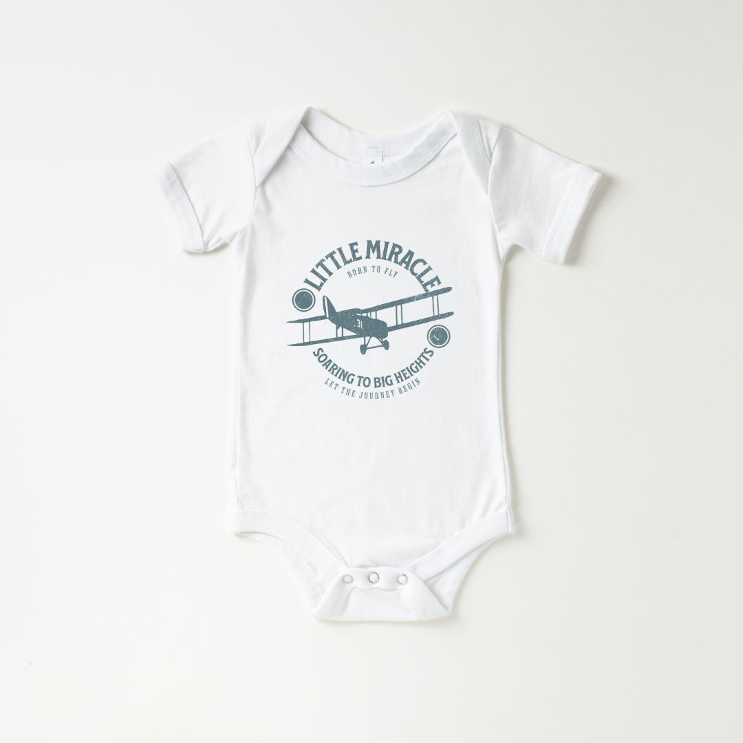 Little Miracle Rainbow Baby Bodysuit.  Rainbow baby gift.  Baby bodysuit with airplane.