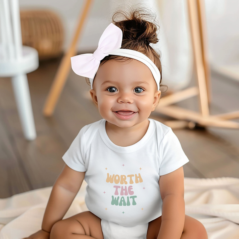 Worth the Wait Retro Baby Short Sleeve Bodysuit