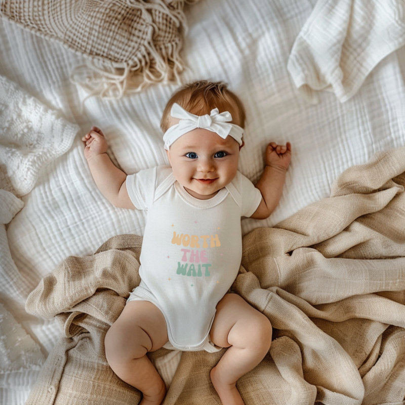 Worth the Wait Retro Baby Short Sleeve Bodysuit