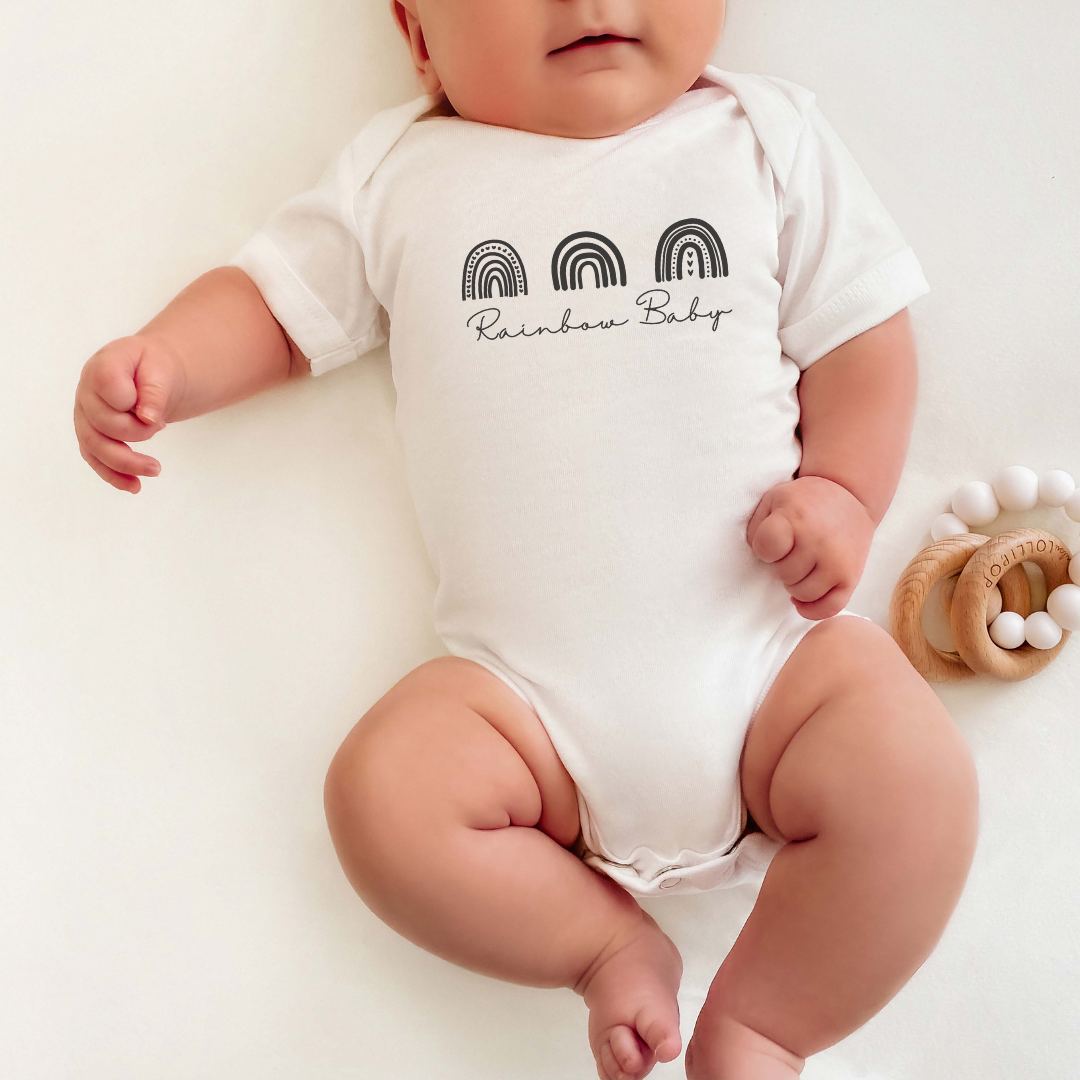 Boho Triple Rainbow Baby Short Sleeve Bodysuit