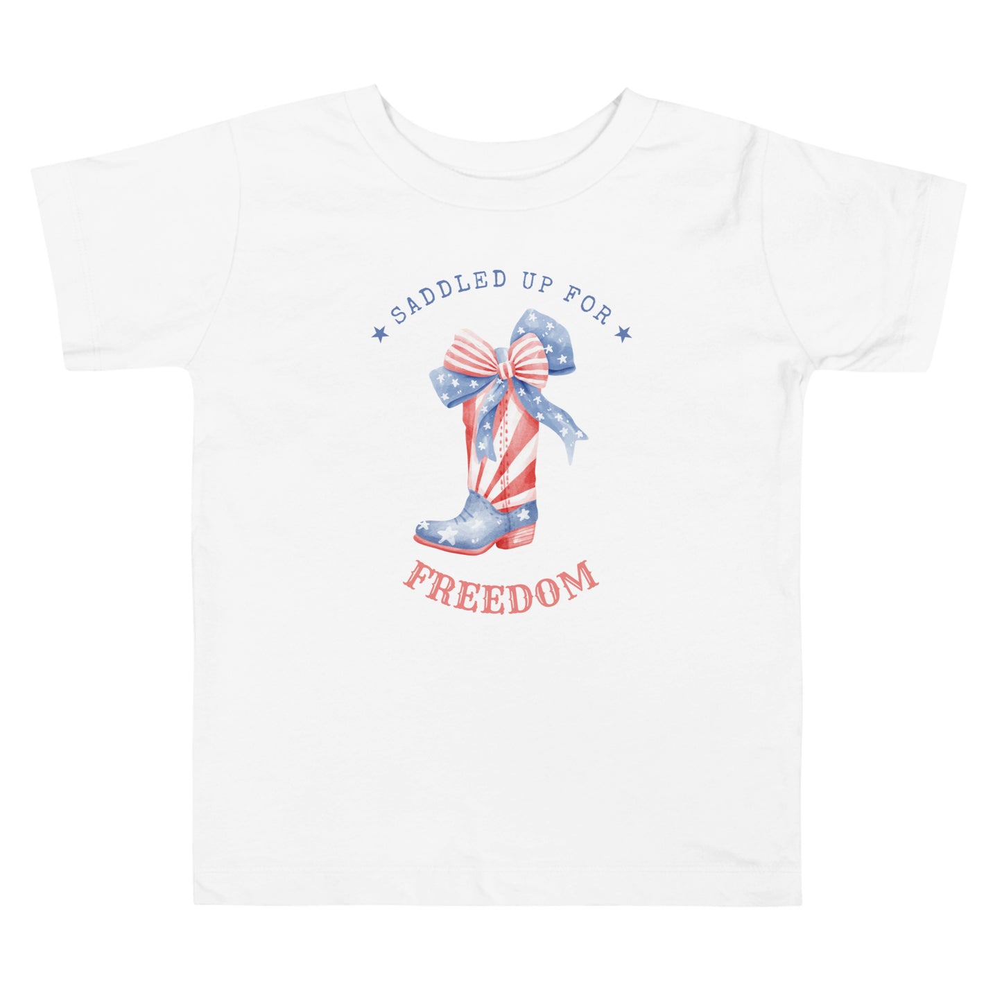 Saddled Up for Freedom 4th of July Toddler Short Sleeve Tee